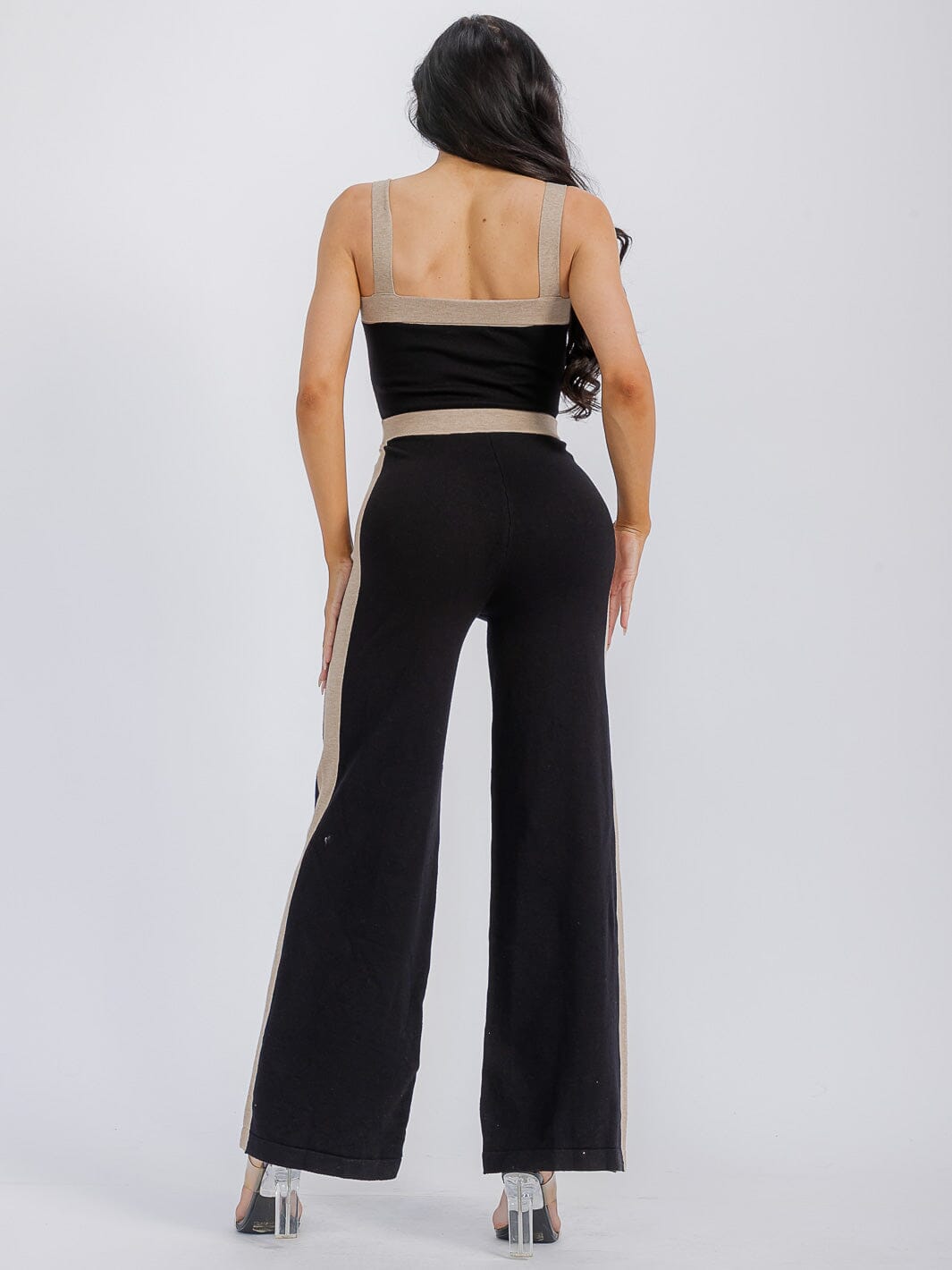 WOMEN'S SLEEVELESS COLORBLOCK WIDE LEG JUMPSUIT