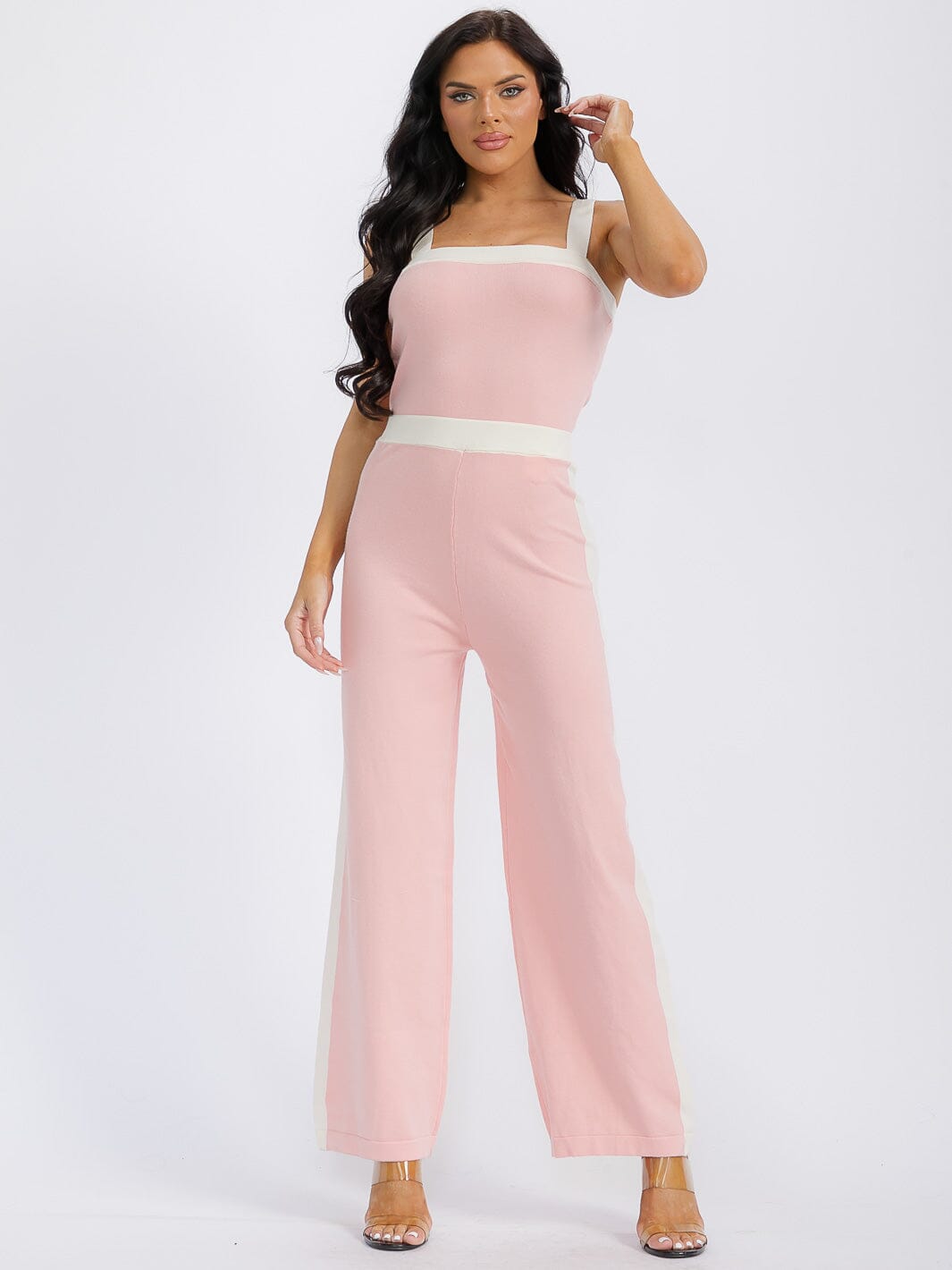 WOMEN'S SLEEVELESS COLORBLOCK WIDE LEG JUMPSUIT