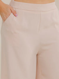 PLUS SIZE ELASTIC WAIST FRONT POCKETS WIDE LEG PANTS