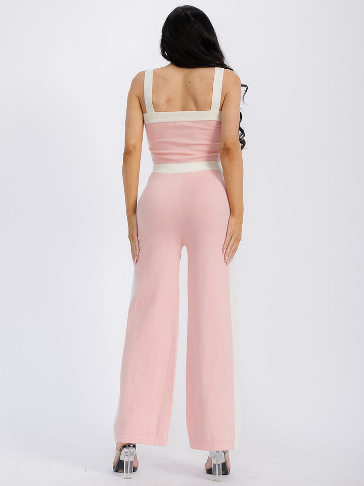 WOMEN'S SLEEVELESS COLORBLOCK WIDE LEG JUMPSUIT