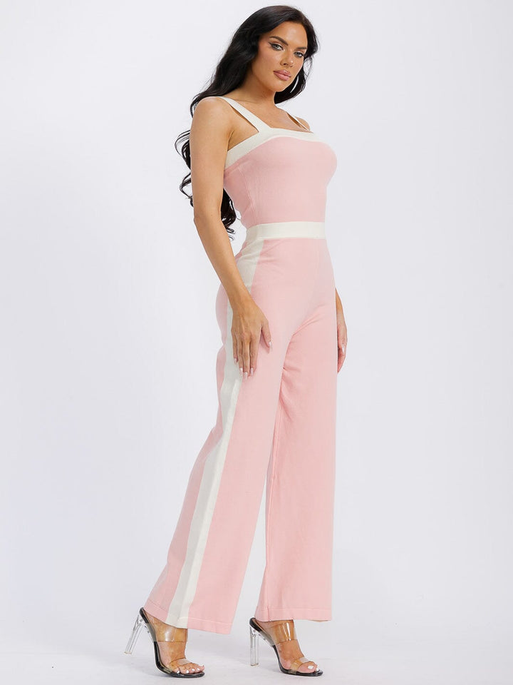 WOMEN'S SLEEVELESS COLORBLOCK WIDE LEG JUMPSUIT