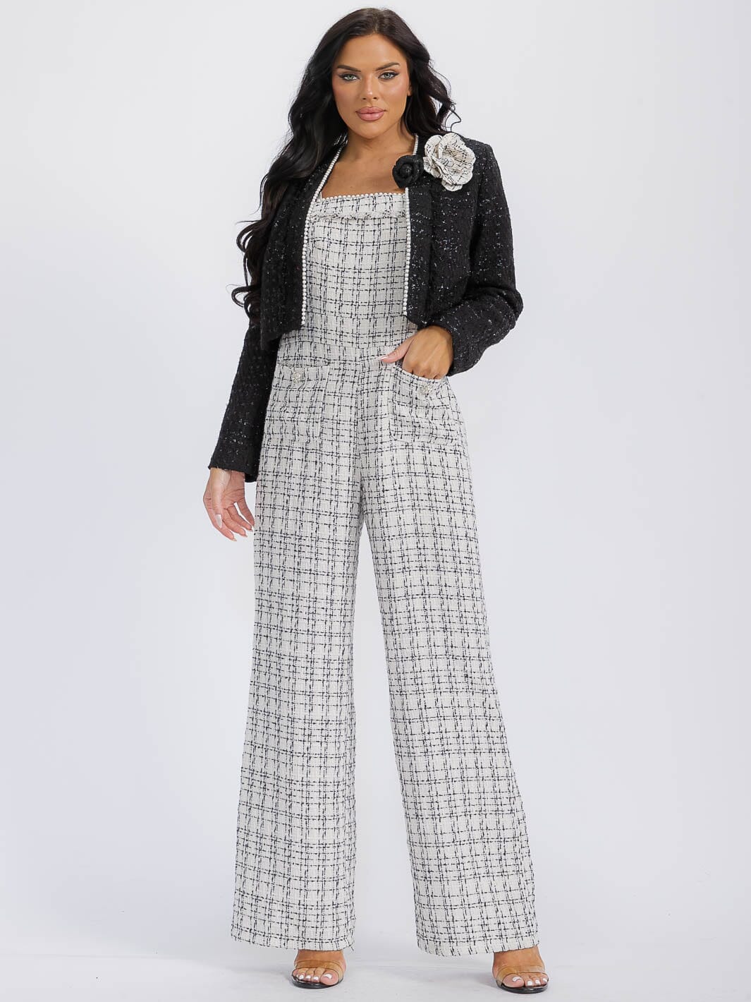WOMEN'S LONG SLEEVE BLAZER & WIDE LEG JUMPSUIT 2PC. SET