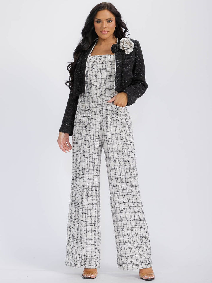 WOMEN'S LONG SLEEVE BLAZER & WIDE LEG JUMPSUIT 2PC. SET