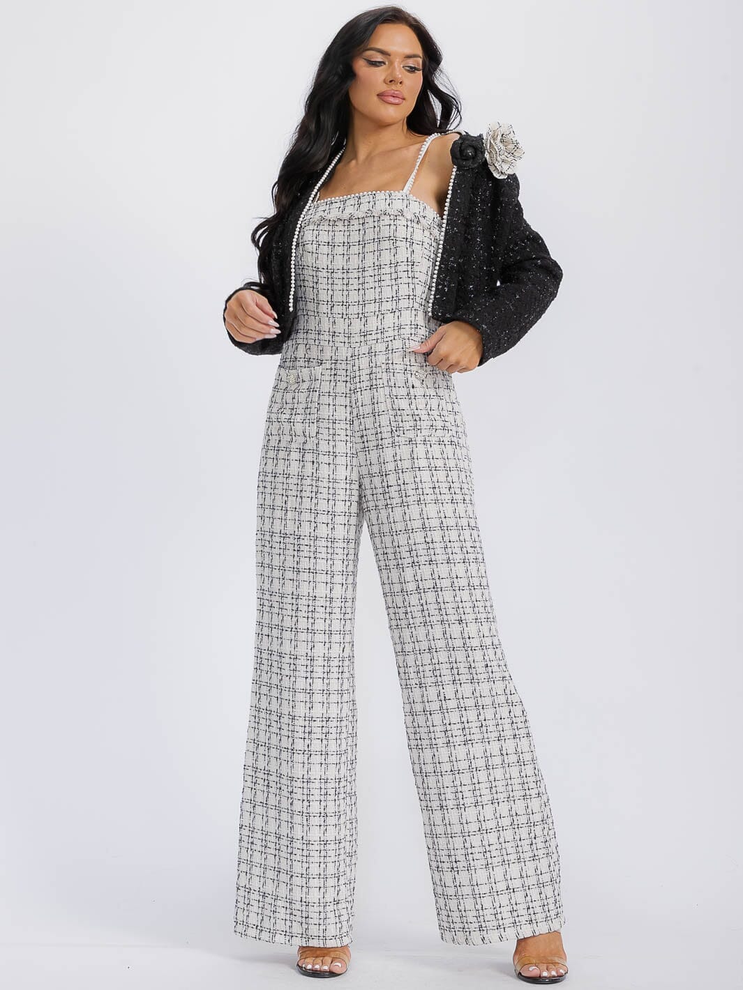 WOMEN'S LONG SLEEVE BLAZER & WIDE LEG JUMPSUIT 2PC. SET