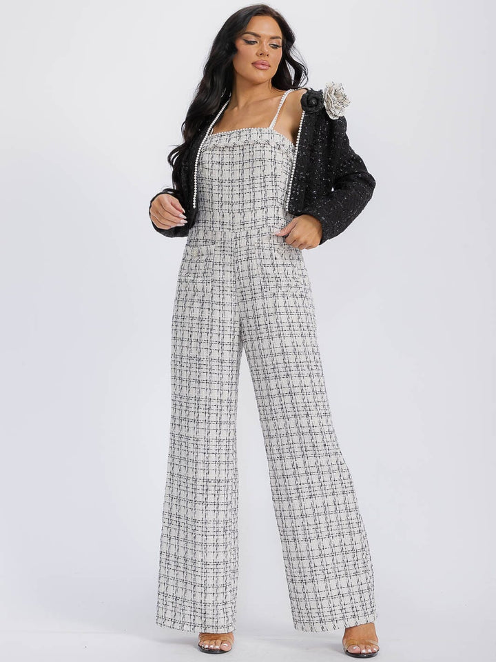 WOMEN'S LONG SLEEVE BLAZER & WIDE LEG JUMPSUIT 2PC. SET