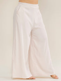 PLUS SIZE ELASTIC WAIST FRONT POCKETS WIDE LEG PANTS
