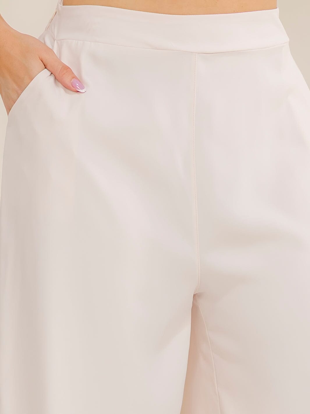PLUS SIZE ELASTIC WAIST FRONT POCKETS WIDE LEG PANTS
