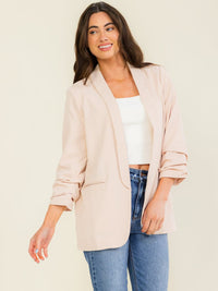 ENTRO WOMEN'S 3/4 SLEEVE OPEN FRONT POCKETS BLAZER