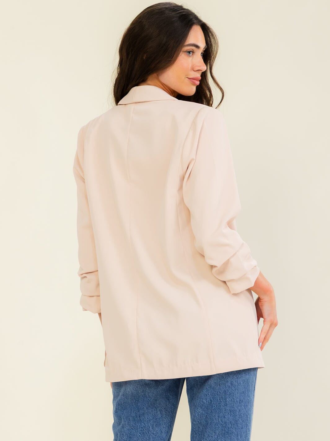 ENTRO WOMEN'S 3/4 SLEEVE OPEN FRONT POCKETS BLAZER