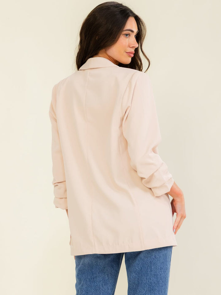 ENTRO WOMEN'S 3/4 SLEEVE OPEN FRONT POCKETS BLAZER
