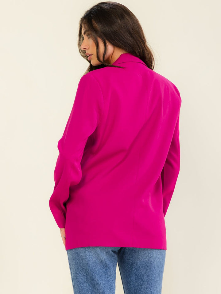 ENTRO WOMEN'S LONG SLEEVE BUTTON CLOSURE FRONT POCKETS BLAZER