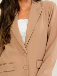ENTRO WOMEN'S LONG SLEEVE BUTTON CLOSURE FRONT POCKETS BLAZER