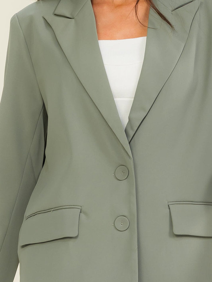 ENTRO WOMEN'S LONG SLEEVE BUTTON CLOSURE FRONT POCKETS BLAZER