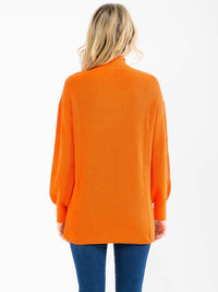 WOMEN'S LONG SLEEVE MOCK NECK FRONT POCKET KNIT PULLOVER SWEATER