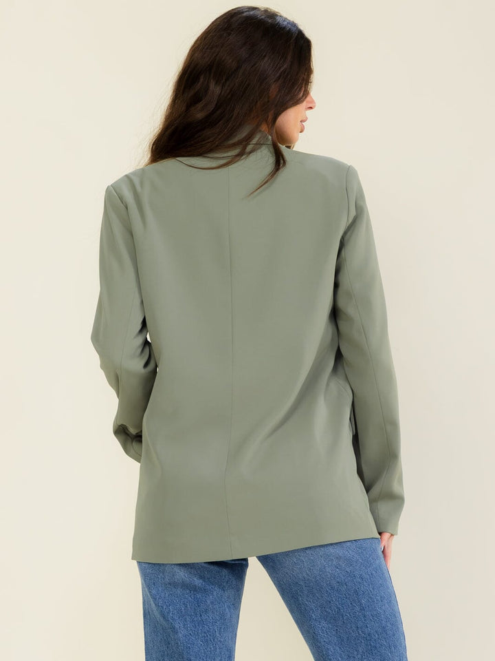 ENTRO WOMEN'S LONG SLEEVE BUTTON CLOSURE FRONT POCKETS BLAZER