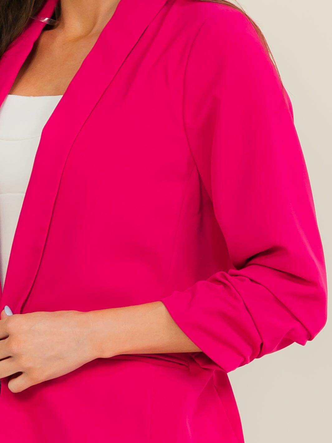 ENTRO WOMEN'S 3/4 SLEEVE OPEN FRONT POCKETS BLAZER