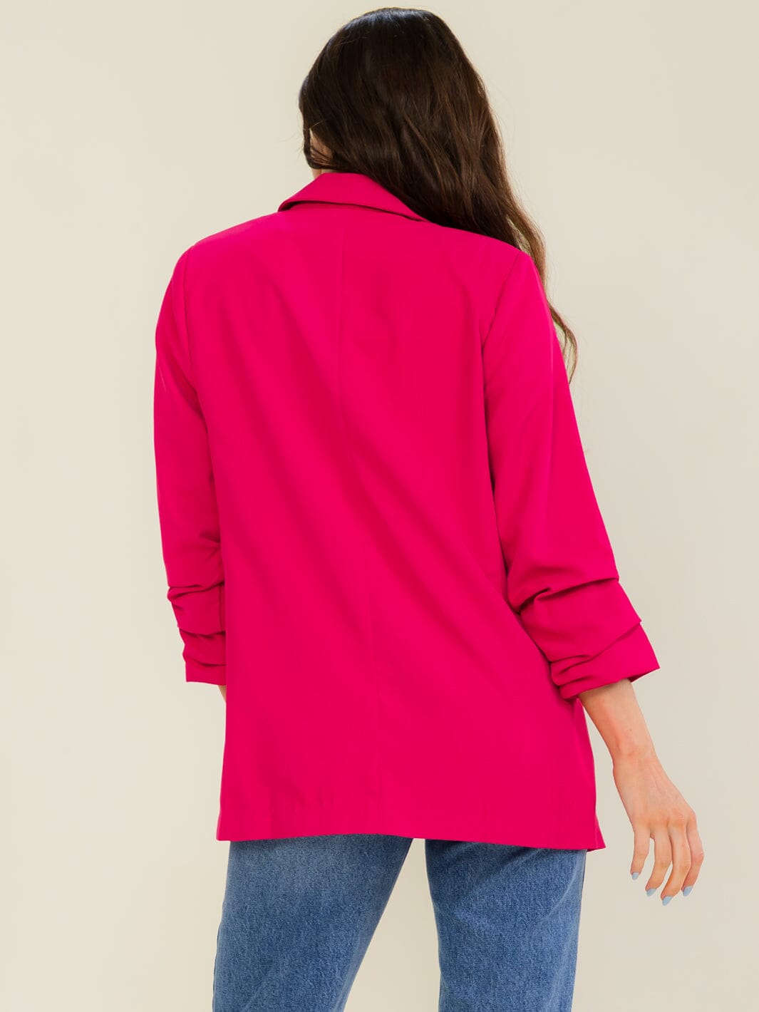ENTRO WOMEN'S 3/4 SLEEVE OPEN FRONT POCKETS BLAZER