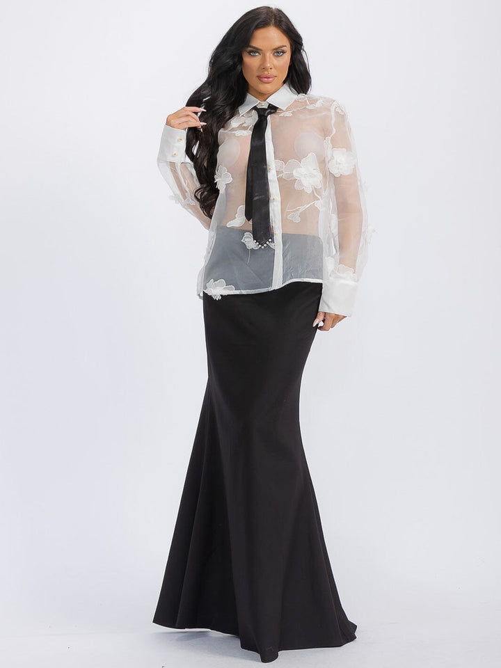 WOMEN'S LONG SLEEVE BLOUSE & MAXI SKIRT 2PC. SET
