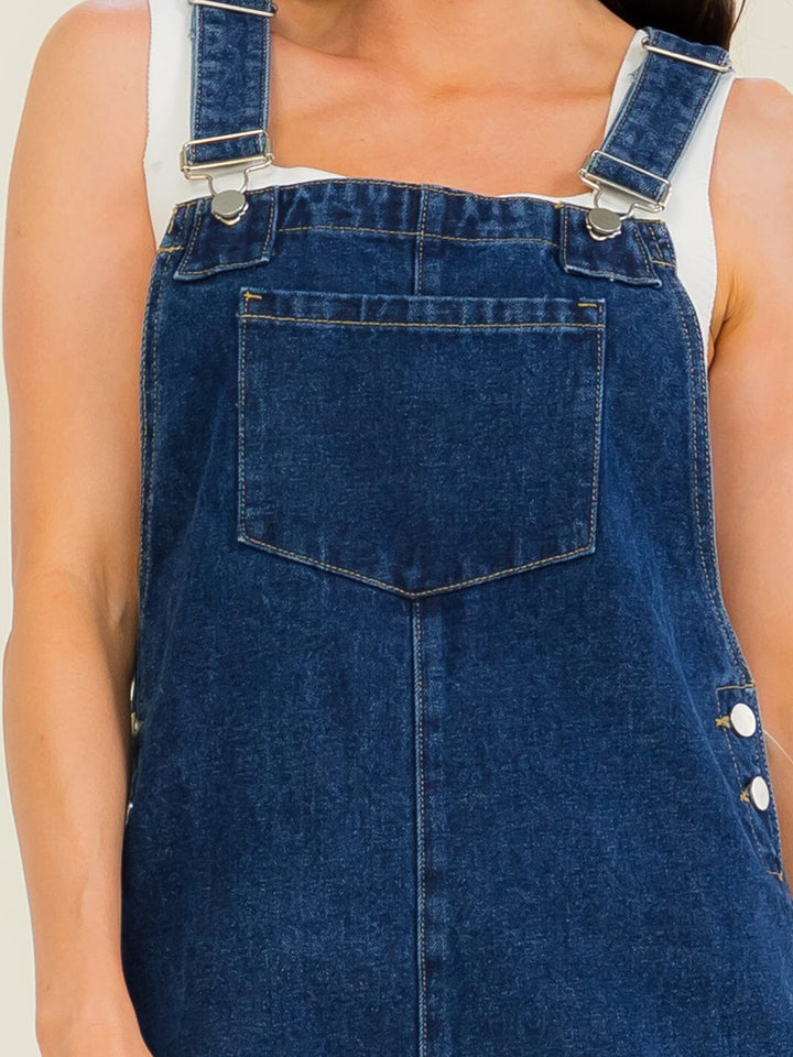 *******WOMEN'S SLEEVELESS POCKETS DENIM WIDE LEG OVERALL