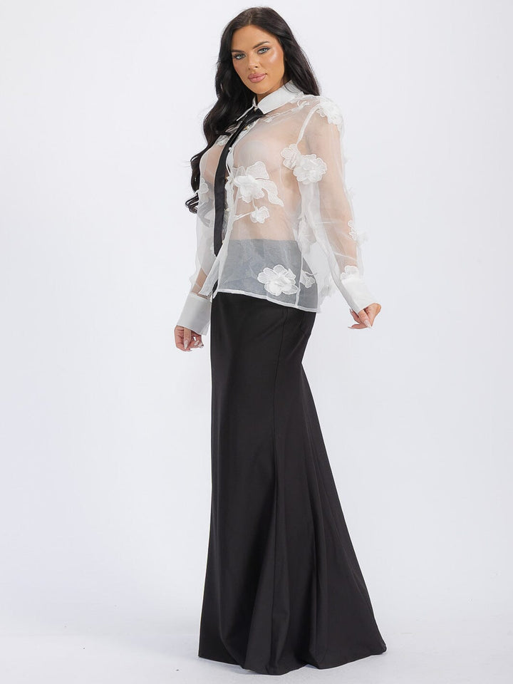 WOMEN'S LONG SLEEVE BLOUSE & MAXI SKIRT 2PC. SET