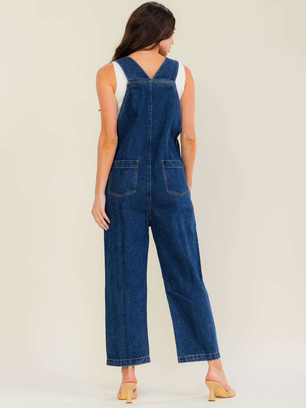 *******WOMEN'S SLEEVELESS POCKETS DENIM WIDE LEG OVERALL