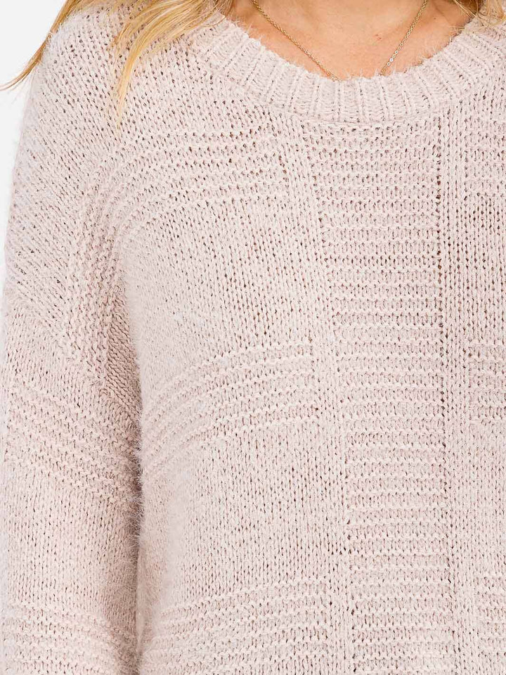 WOMEN'S LONG SLEEVE FUZZY PULLOVER SWEATER