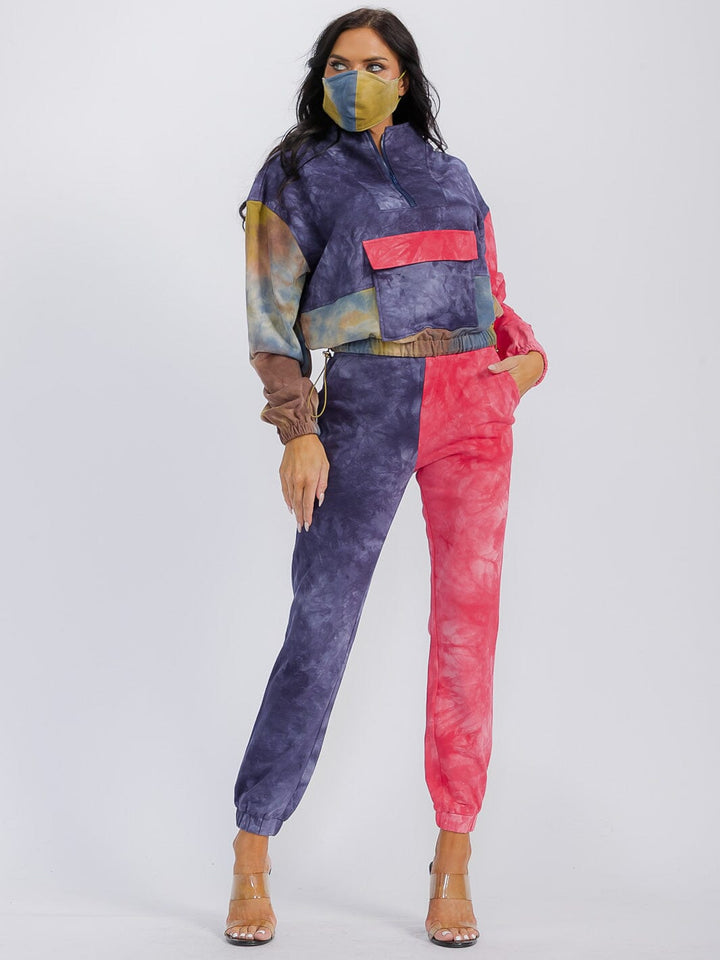 WOMEN'S LONG SLEEVE SWEATER & ELASTIC WAIST TIE DYE 2PC. SET