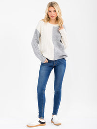 WOMEN'S LONG SLEEVE COLORBLOCK PULLOVER SWEATER
