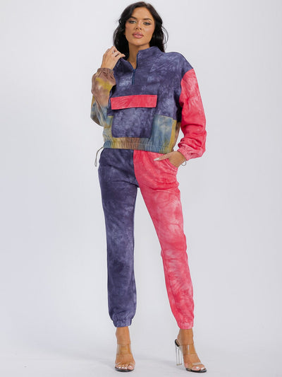 WOMEN'S LONG SLEEVE SWEATER & ELASTIC WAIST TIE DYE 2PC. SET