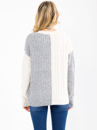 WOMEN'S LONG SLEEVE COLORBLOCK PULLOVER SWEATER