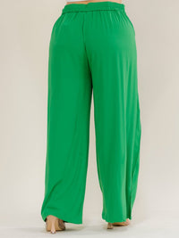 PLUS SIZE ELASTIC WAIST FRONT POCKETS WIDE LEG PANTS