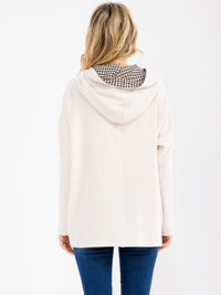 WOMEN'S LONG SLEEVE ZIP UP FRONT POCKET HOODED PULLOVER SWEATER