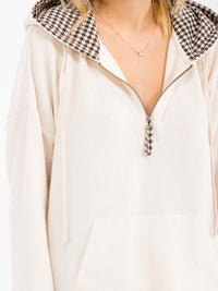 WOMEN'S LONG SLEEVE ZIP UP FRONT POCKET HOODED PULLOVER SWEATER