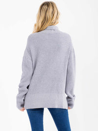 WOMEN'S LONG SLEEVE TURTLE NECK KNIT PULLOVER SWEATER