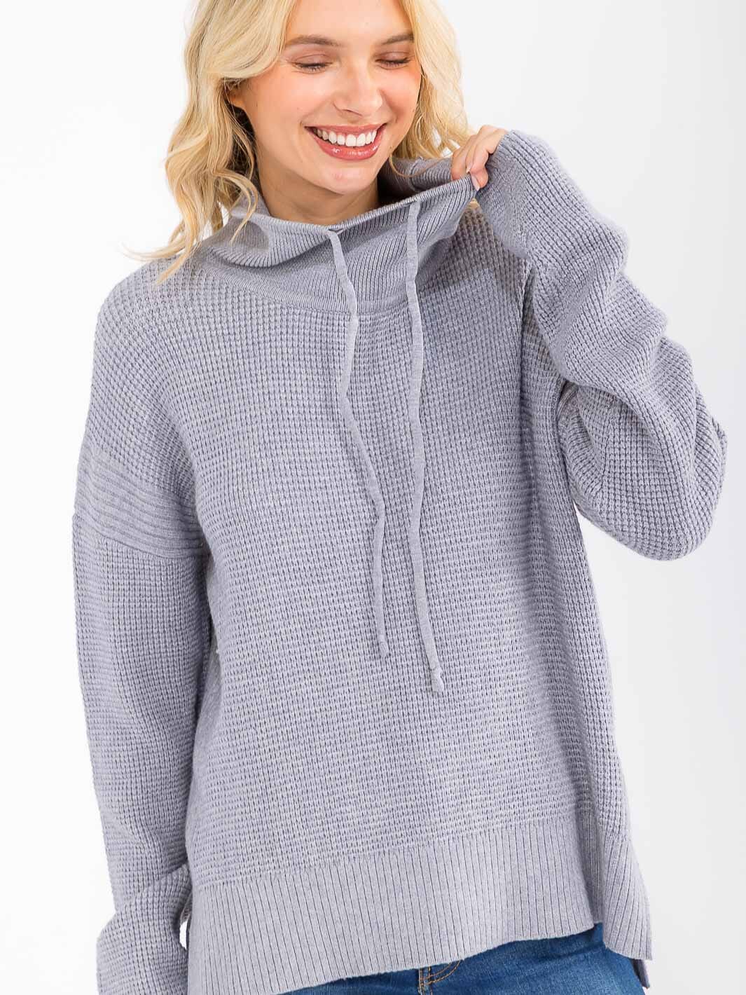 WOMEN'S LONG SLEEVE TURTLE NECK KNIT PULLOVER SWEATER