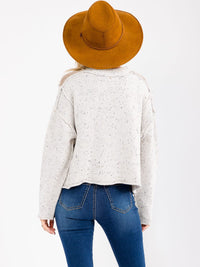 WOMEN'S LONG SLEEVE BUTTON UP COLORBLOCK SWEATER