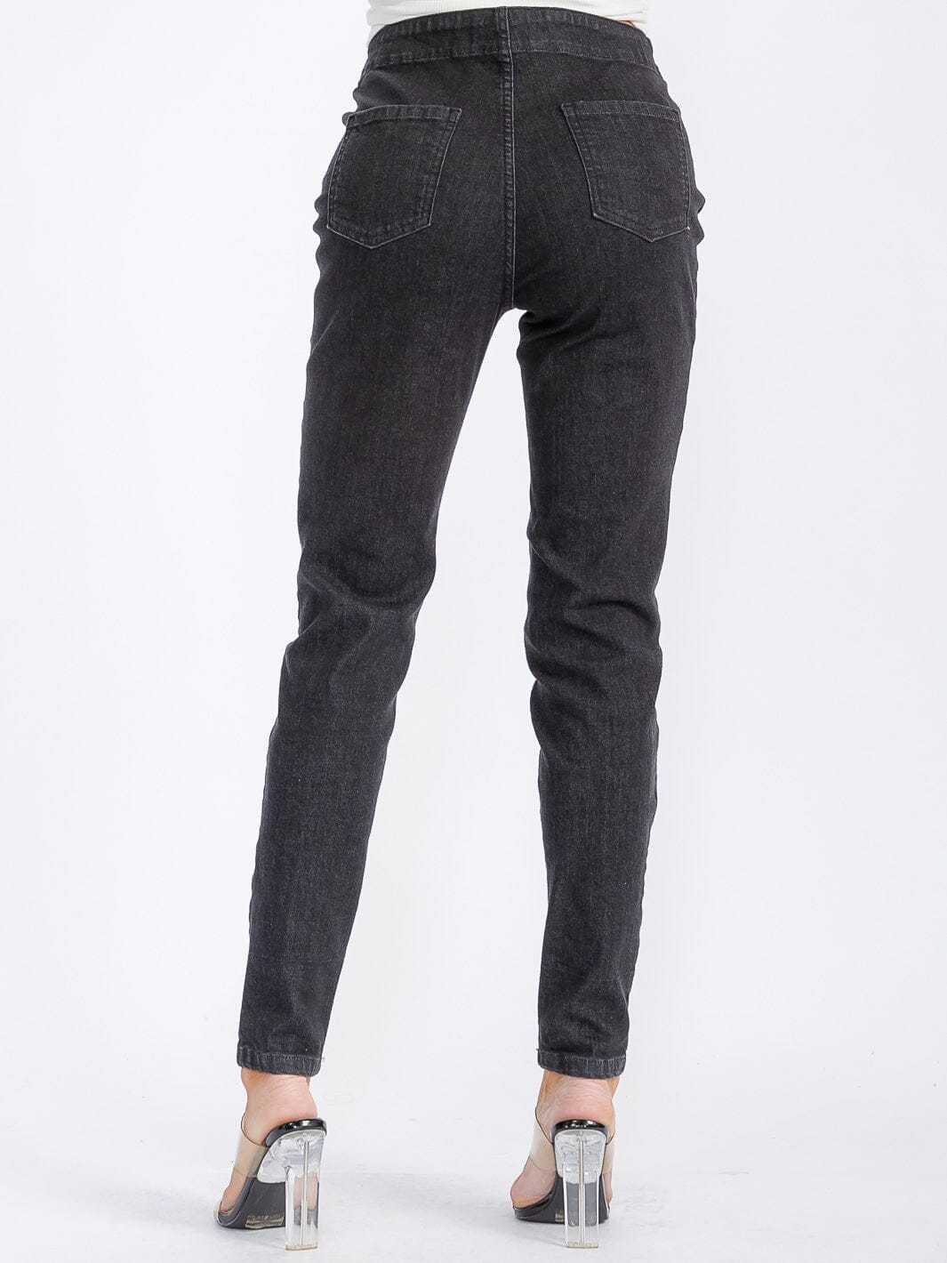 WOMEN'S LACE UP POCKETS DENIM SKINNY PANTS