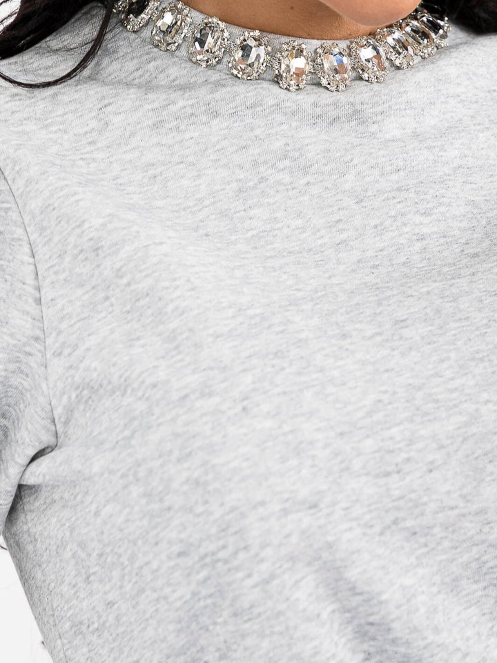 WOMEN'S LONG SLEEVE TOP & ELASTIC WAIST SHORTS STUDS DETAILED 2PC. SET