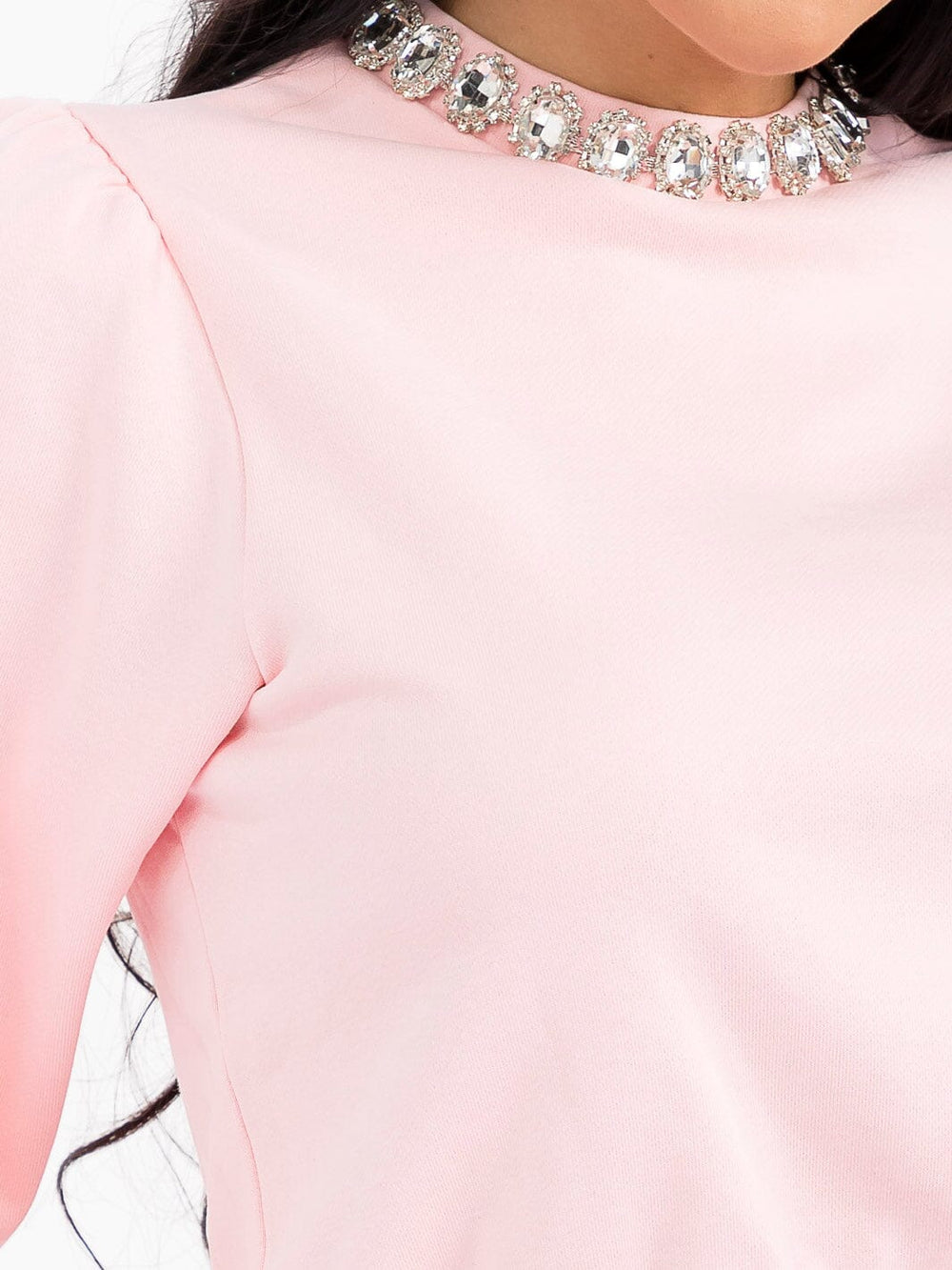 WOMEN'S LONG SLEEVE TOP & ELASTIC WAIST SHORTS STUDS DETAILED 2PC. SET