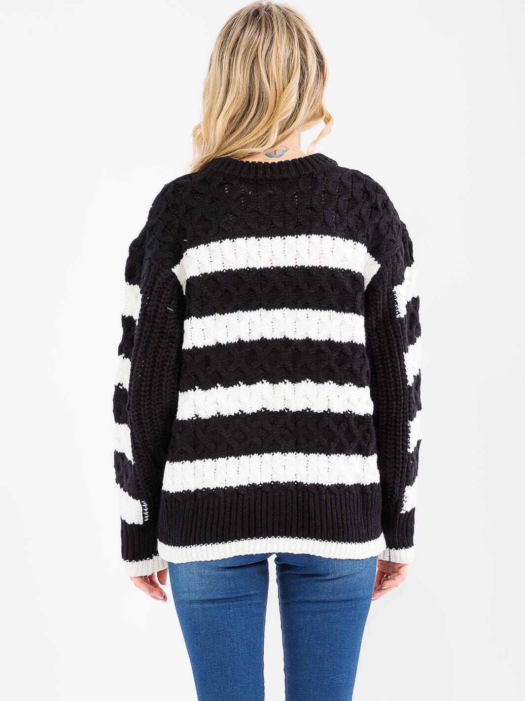 WOMEN'S LONG SLEEVE COLORBLOCK KNIT PULLOVER SWEATER