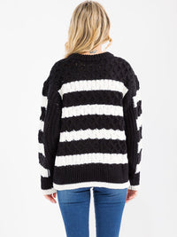WOMEN'S LONG SLEEVE COLORBLOCK KNIT PULLOVER SWEATER
