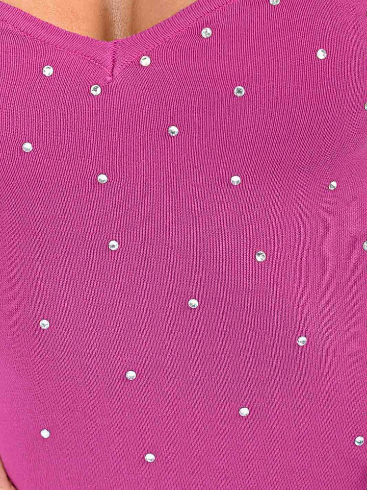 WOMEN'S SLEEVELESS V-NECK BODYCON STUDS MINI DRESS