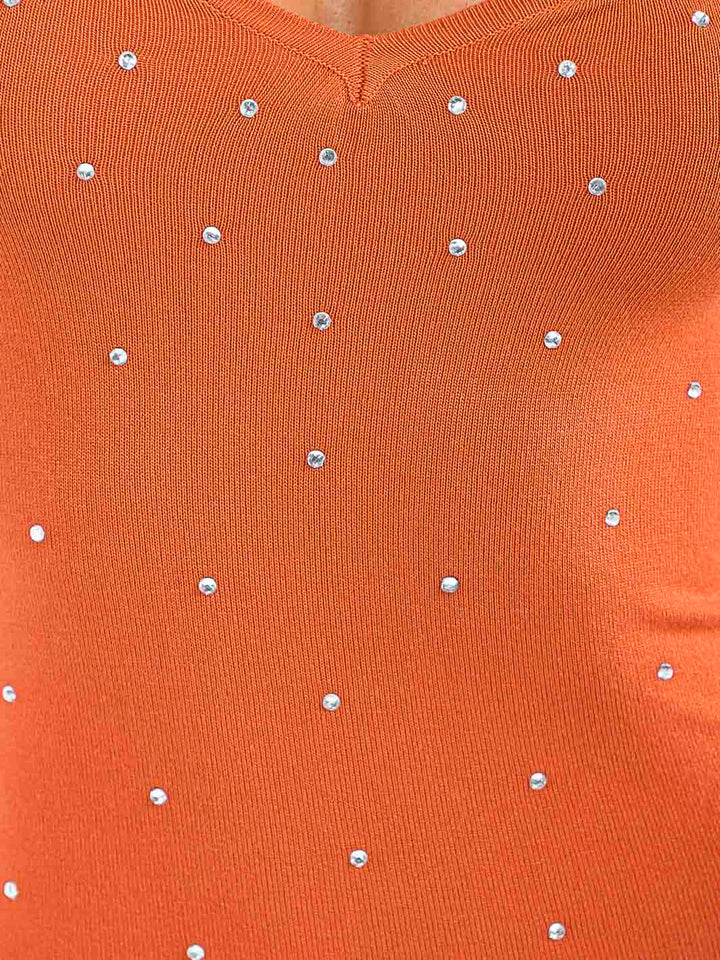 WOMEN'S SLEEVELESS V-NECK BODYCON STUDS MINI DRESS