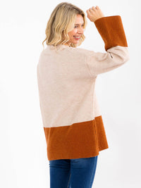 WOMEN'S LONG SLEEVE COLORBLOCK PULLOVER SWEATER