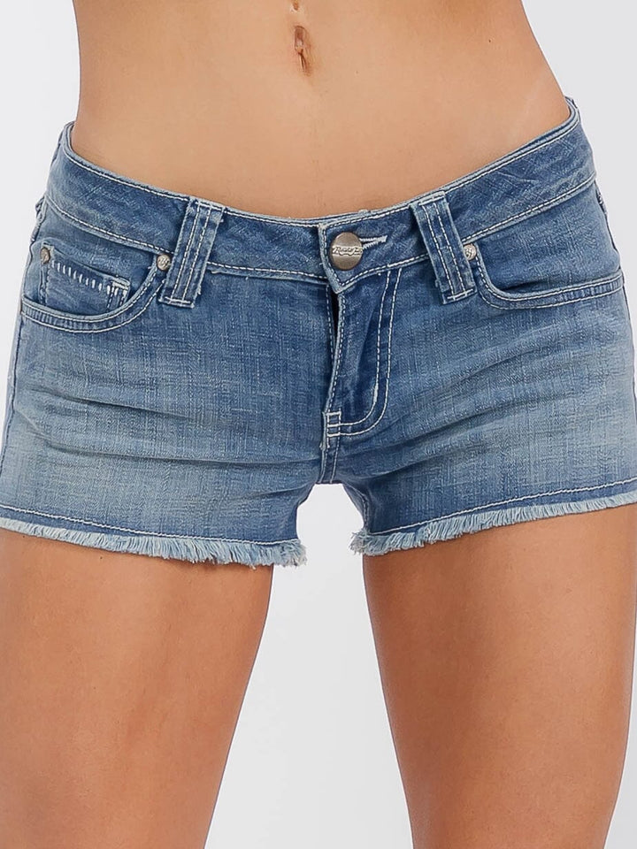 WOMEN'S BUTTON CLOSURE POCKETS DENIM MINI SHORTS