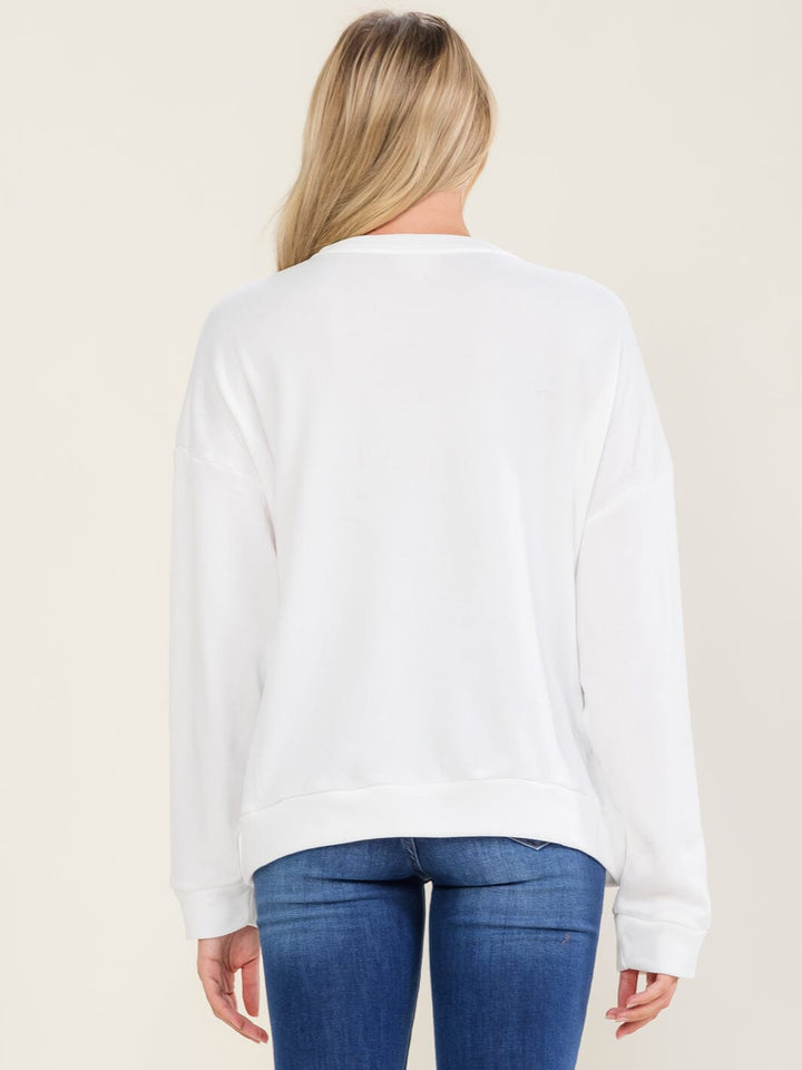 WOMEN'S LONG SLEEVE STUDS WIFEY PULLOVER SWEATER