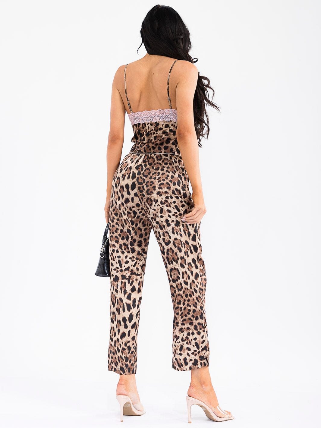 WOMEN'S SLEEVELESS V-NECK LACE ANIMAL PRINT TOP