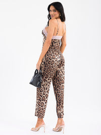 WOMEN'S SLEEVELESS TOP & BUTTON CLOSURE PANTS ANIMAL PRINT 2PC. SET