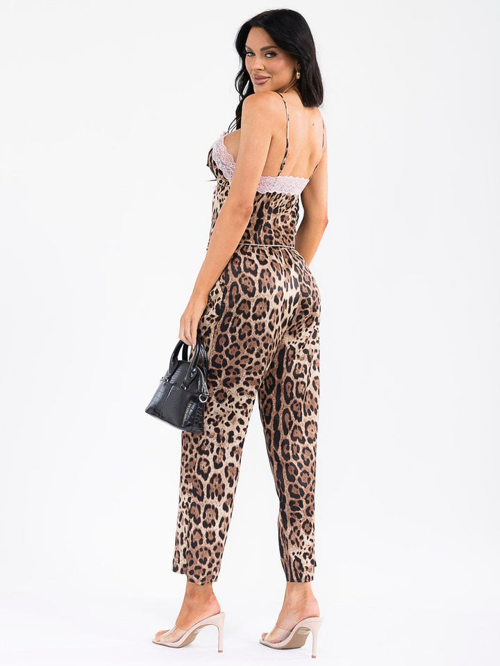 WOMEN'S SLEEVELESS TOP & BUTTON CLOSURE PANTS ANIMAL PRINT 2PC. SET