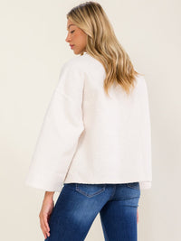WOMEN'S LONG SLEEVE SANTA BABY SHERPA PULLOVER SWEATER